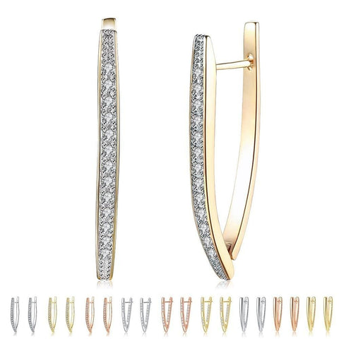 Gold Plated Hoop Earrings with Diamonds