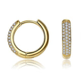 Gold Plated Hoop Earrings with Diamonds KZCE038-A