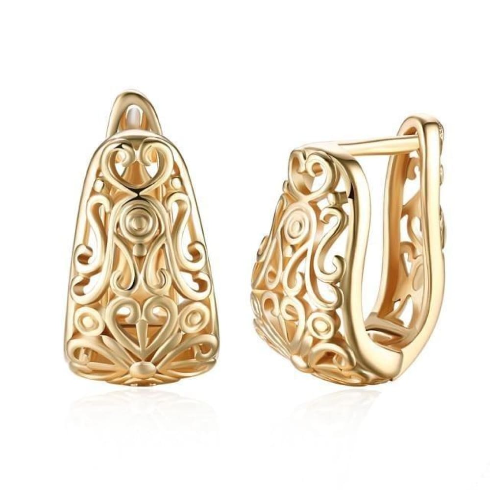 Gold Plated Hoop Earrings with Diamonds KZCE125-E