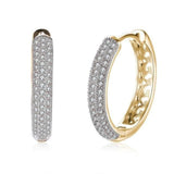 Gold Plated Hoop Earrings with Diamonds KZCE133-E
