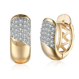 Gold Plated Hoop Earrings with Diamonds KZCE138-E