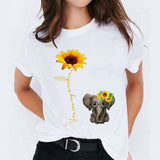 Graphic T Shirt for Women Cat Animal Cute Trend Print Top Tee T-Shirt CZ22661 / XL