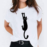 Graphic T Shirt for Women Cat Animal Cute Trend Print Top Tee T-Shirt CZ22655 / M