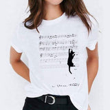 Graphic T Shirt for Women Cat Animal Cute Trend Print Top Tee T-Shirt CZ22648 / XXL
