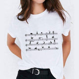 Graphic T Shirt for Women Cat Animal Cute Trend Print Top Tee T-Shirt CZ22653 / XL
