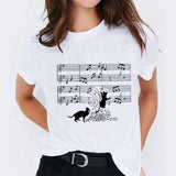 Graphic T Shirt for Women Cat Animal Cute Trend Print Top Tee T-Shirt CZ22649 / S