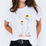 Graphic T Shirt for Women Elephant Love Fashion Print T-shirts Top Womens Tee T-Shirt CZ22660 / L