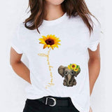 Graphic T Shirt for Women Elephant Love Fashion Print T-shirts Top Womens Tee T-Shirt CZ22661 / M
