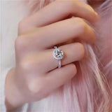 Halo 18K White Gold Ring Made With Cubic Zirconia Crystals