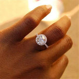 Halo 18K White Gold Ring Made With Cubic Zirconia Crystals