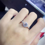 Halo 18K White Gold Ring Made With Cubic Zirconia Crystals