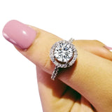 Halo 18K White Gold Ring Made With Cubic Zirconia Crystals
