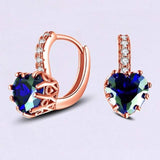 Heart Shaped Ruby Drop Earrings blue rose gold