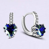 Heart Shaped Ruby Drop Earrings blue silver