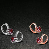 Heart Shaped Ruby Drop Earrings