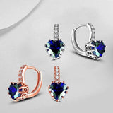 Heart Shaped Ruby Drop Earrings