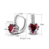Heart Shaped Ruby Drop Earrings