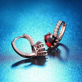 Heart Shaped Ruby Drop Earrings red rose gold