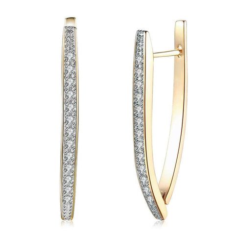 Hoop Earrings with Diamonds in Plated Brass