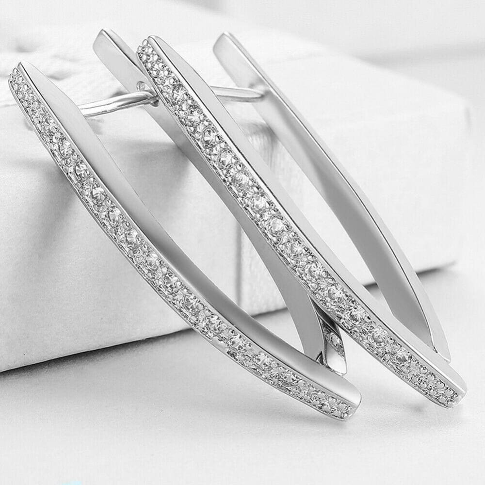 Hoop Earrings with Diamonds in Plated Brass