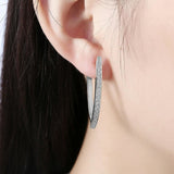 Inside Out Large Greek Key Hoop Earrings Real Silver 9.2gr 45mm