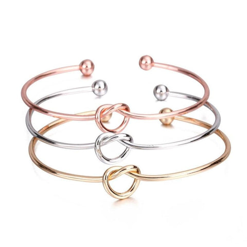 Knot Cuff Rose Gold Silver Color Bracelet Bangle