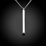 Long Skinny Vertical Bar Pendant Necklace in 18K White Gold Plated 18" Chain