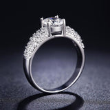 Luxury Round Silver Engagement Ring  