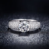 Luxury Round Silver Engagement Ring  