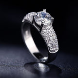 Luxury Round Silver Engagement Ring  