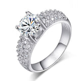 Luxury Round Silver Engagement Ring  