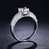 Luxury Round Silver Engagement Ring  