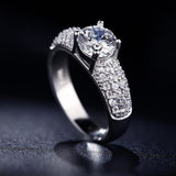 Luxury Round Silver Engagement Ring  