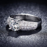 Luxury Round Silver Engagement Ring  