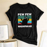 Pew Pew Madafakas Print T-shirts Women Summer Graphic Tees Funny Shirts For woman t-shirts Loose Crew Neck Harajuku Tops 12008-BK 202693815 