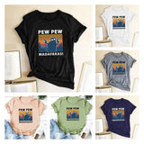 Pew Pew Madafakas Print T-shirts Women Summer Graphic Tees Funny Shirts For woman t-shirts Loose Crew Neck Harajuku Tops