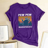 Pew Pew Madafakas Print T-shirts Women Summer Graphic Tees Funny Shirts For woman t-shirts Loose Crew Neck Harajuku Tops PP 496 / XXL 4182