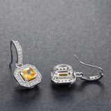 Princess-Cut Dangle Cubic Zirconia Canary Earrings