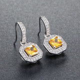 Princess-Cut Dangle Cubic Zirconia Canary Earrings