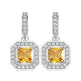 Princess-Cut Dangle Cubic Zirconia Canary Earrings