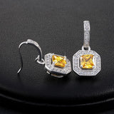 Princess-Cut Dangle Cubic Zirconia Canary Earrings