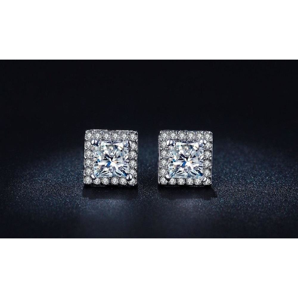 Princess Cut Luxury Swiss Stud Earrings