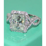 Princess Cut White Gold Plated CZ Crystal Wedding Engagement Ring