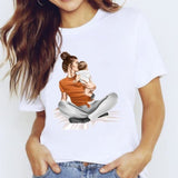 r Women Mama Harajuku Girl Mom Love Kawaii Print Graphic T Shirt Tee Top CZ23222 / XXL