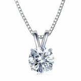 Romantic White Gold Plated Solitaire Cubic Zirconia Pendant Womens Necklace