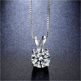 Romantic White Gold Plated Solitaire Cubic Zirconia Pendant Womens Necklace