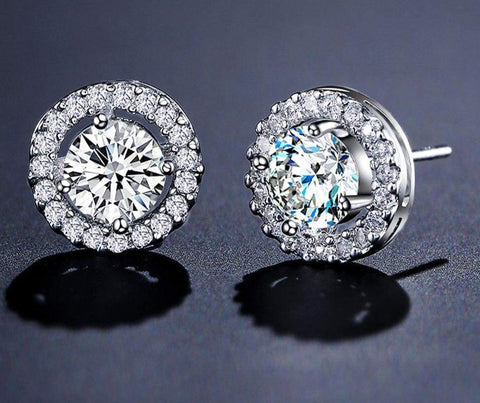 Round 0.75 Ct AAA+ Zircon Stud Earrings Wedding Luxury Jewelry