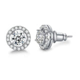 Round 0.75 Ct AAA+ Zircon Stud Earrings Wedding Luxury Jewelry White Gold Earrings