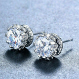 Round 2 Carat Cubic Zirconia Silver Stud Earrings