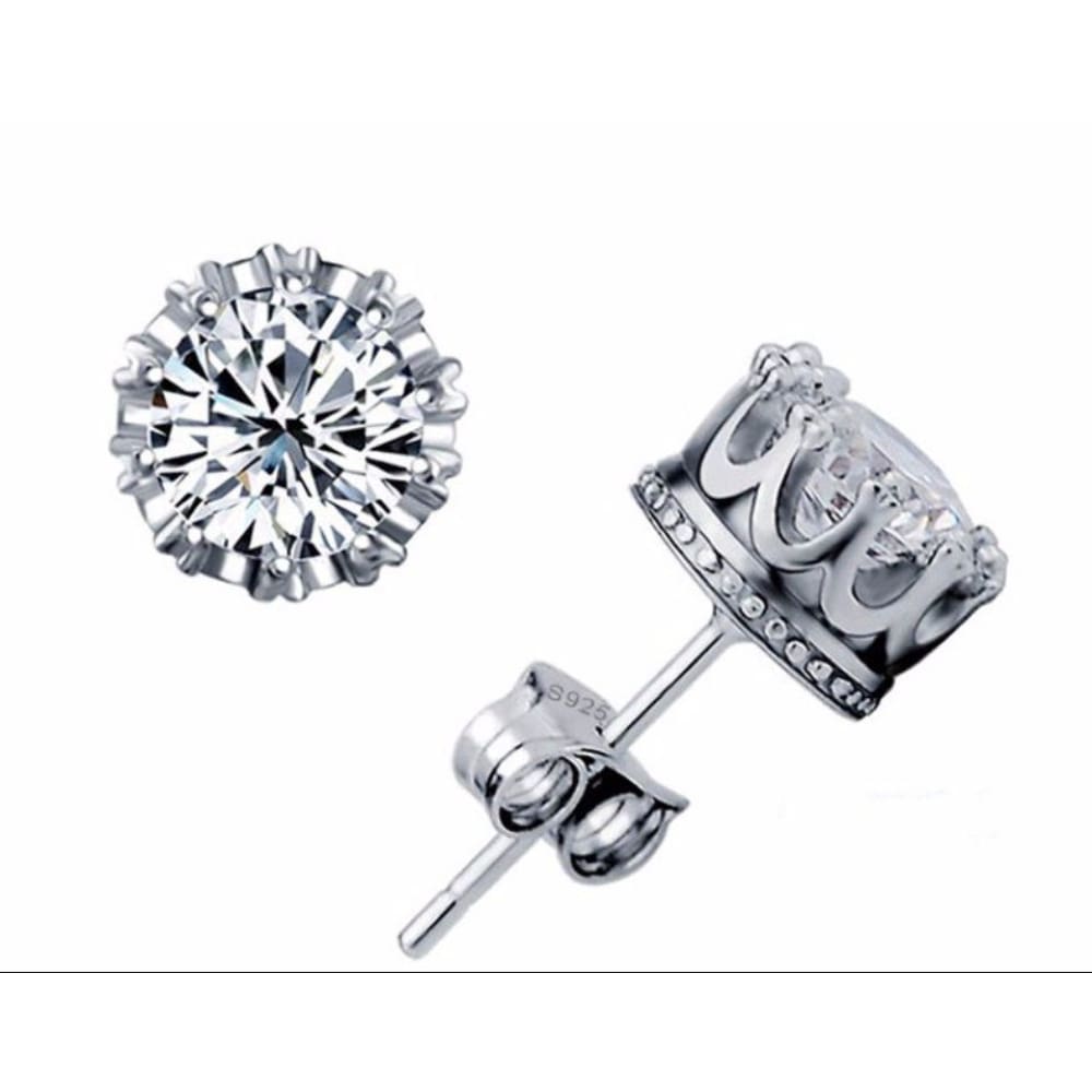 Round 2 Carat Cubic Zirconia Silver Stud Earrings